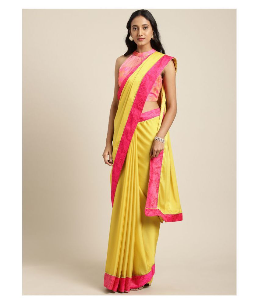     			Shaily Retails Yellow Silk Blends Saree