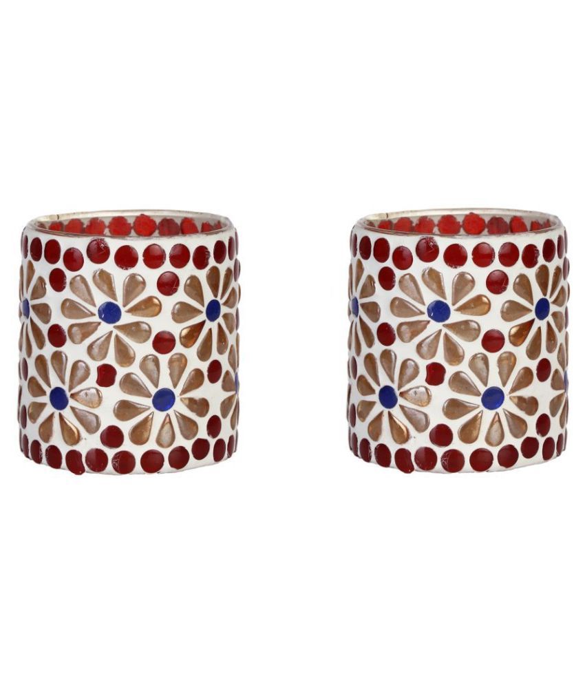     			AFAST Multicolour Table Top Glass Tea Light Holder - Pack of 2