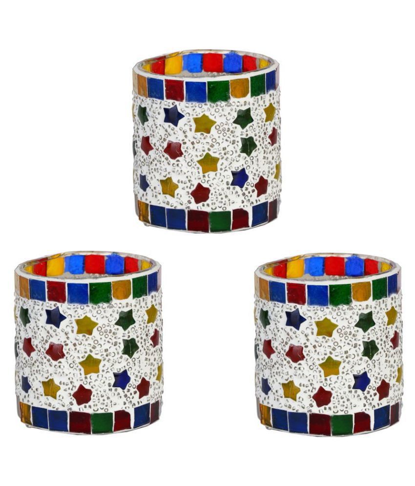     			AFAST Multicolour Table Top Glass Tea Light Holder - Pack of 3