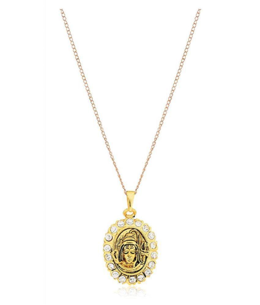     			KEASR ZEMS Golden Plated Diamond Shiv Pendant For unisex (3x2x1 CM)Metal.