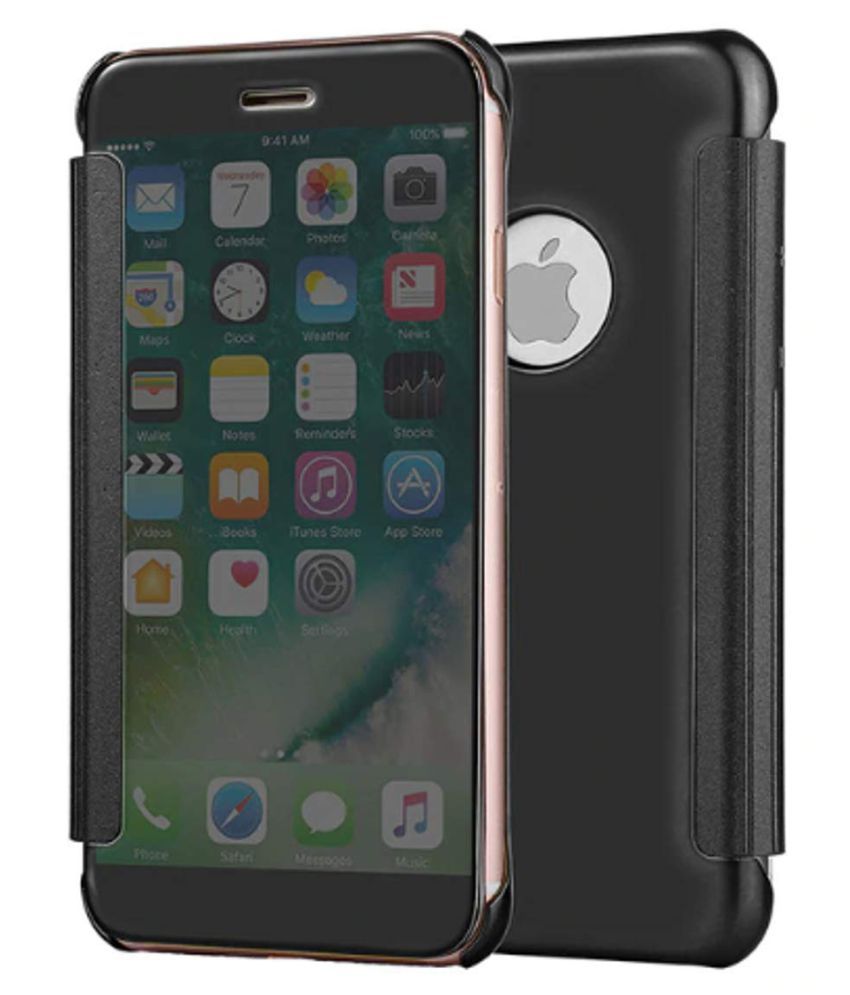 Apple iPhone 7 Plus Flip Cover by IPHONE 7 PLUS Black Mirror View Flip Cover