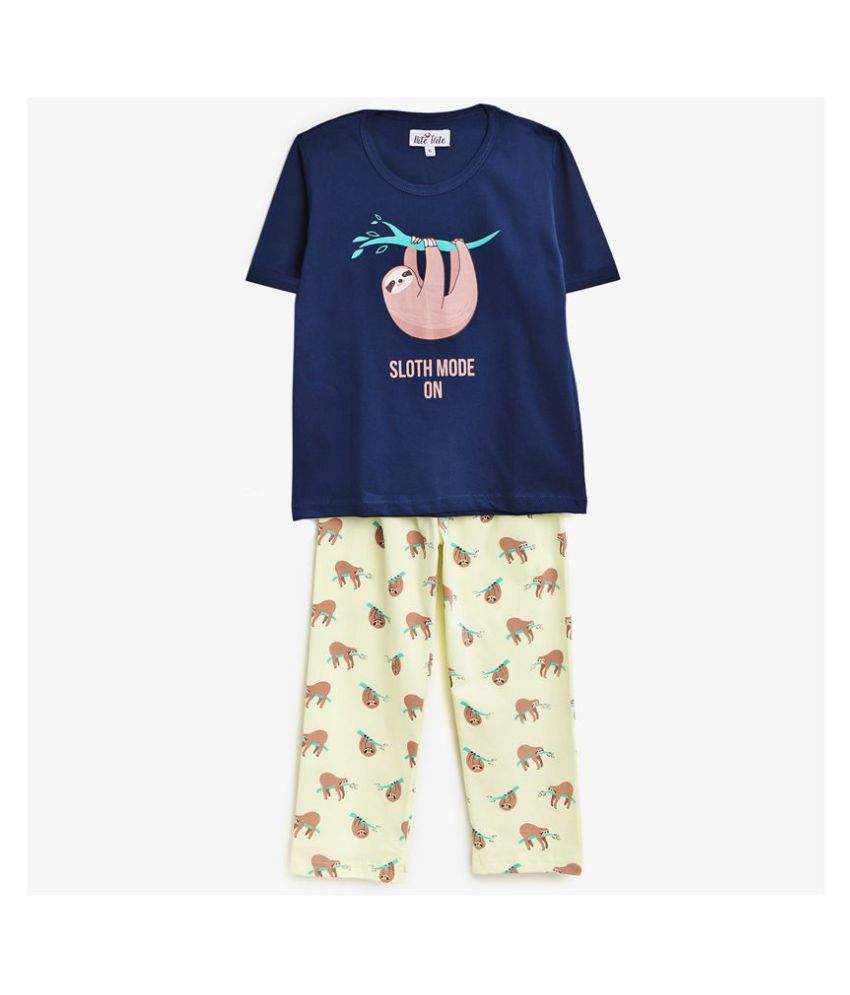 Nite Flite Sloth Mode On Half Sleeve Boys Pyjama Set