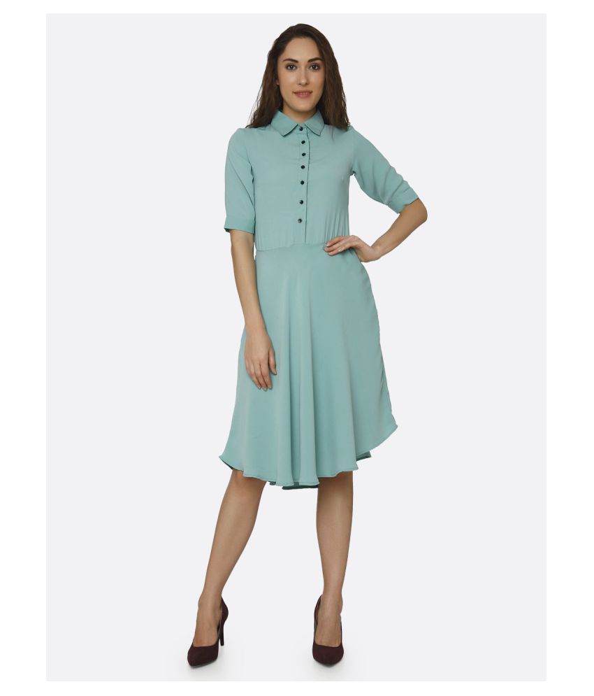     			Smarty Pants Poly Cotton Turquoise Shirt Dress