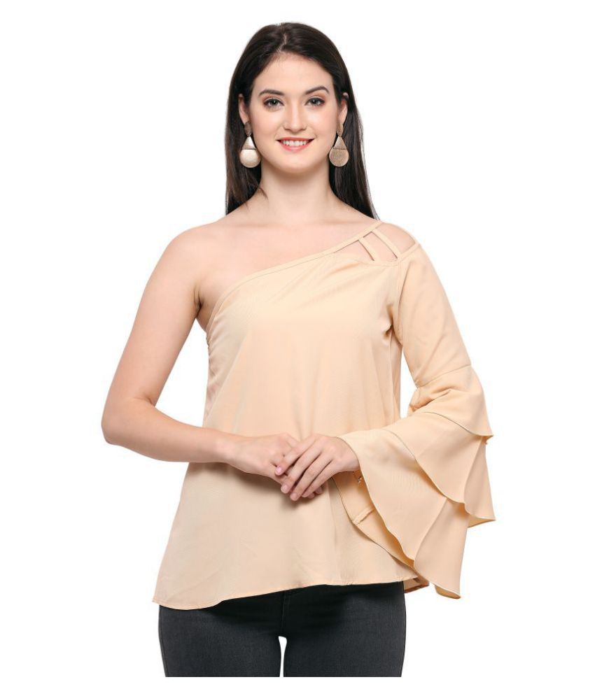     			Smarty Pants Polyester Asymmetrical Tops - Beige