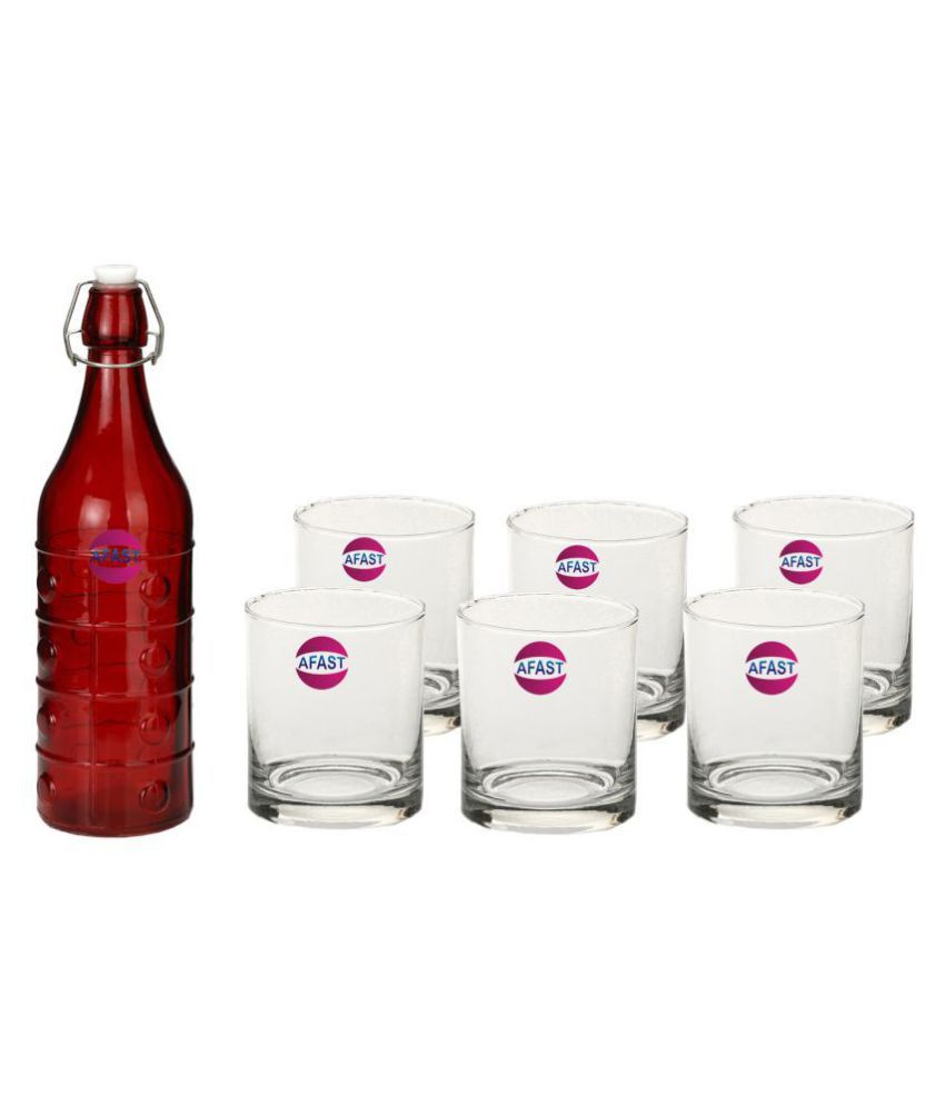     			Afast Glass Bottle, Glass Set, Transparent, Pack Of 6, 1000 ml