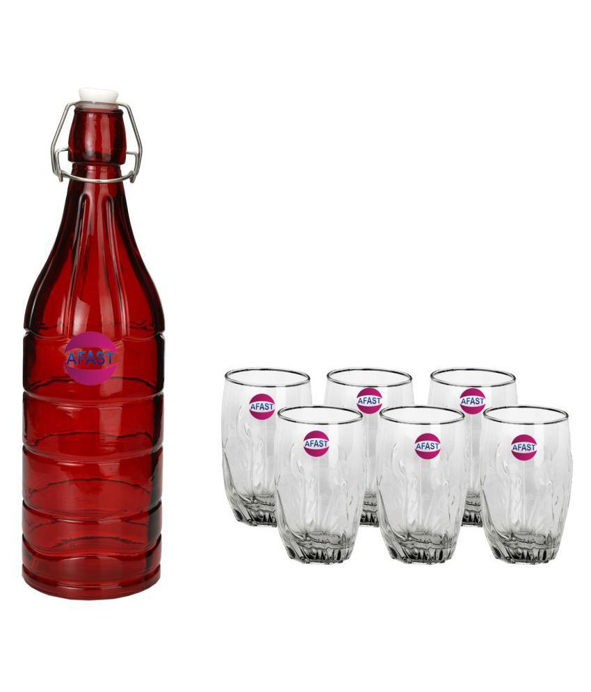     			Afast Glass Bottle, Glass Set, Transparent, Pack Of 6, 1000 ml