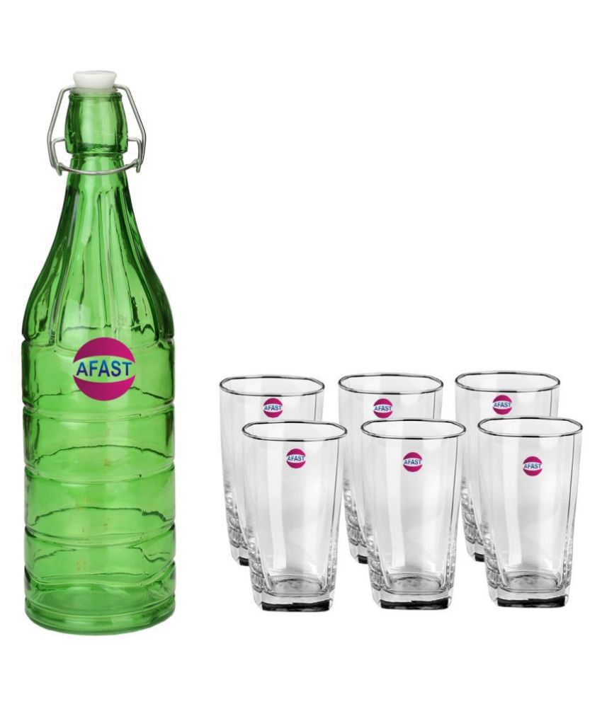     			Afast Glass Bottle, Glass Set, Transparent, Pack Of 6, 1000 ml