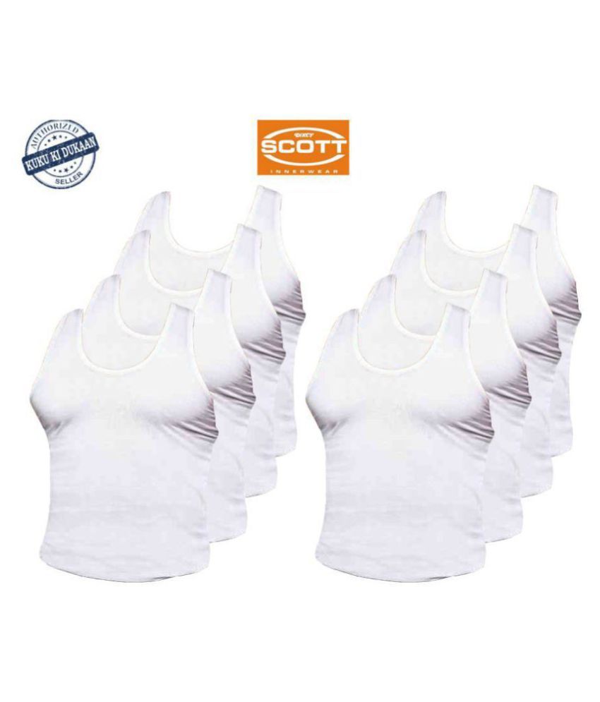     			Dixcy White Sleeveless Vests Pack of 8