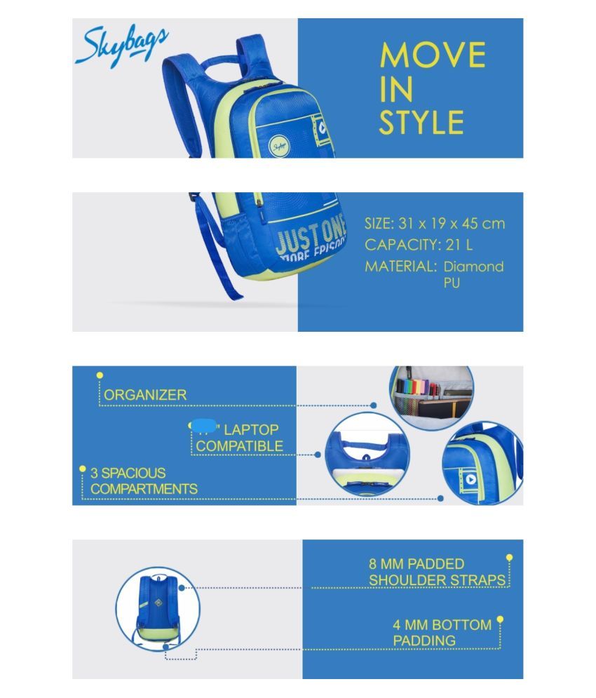 Skybags Comet Blue Lptp with RainCover 