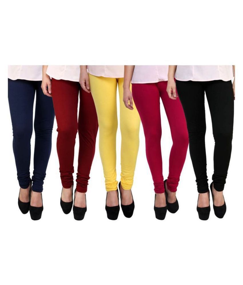     			FnMe - Navy Blue Cotton Women's Leggings ( Pack of 5 )