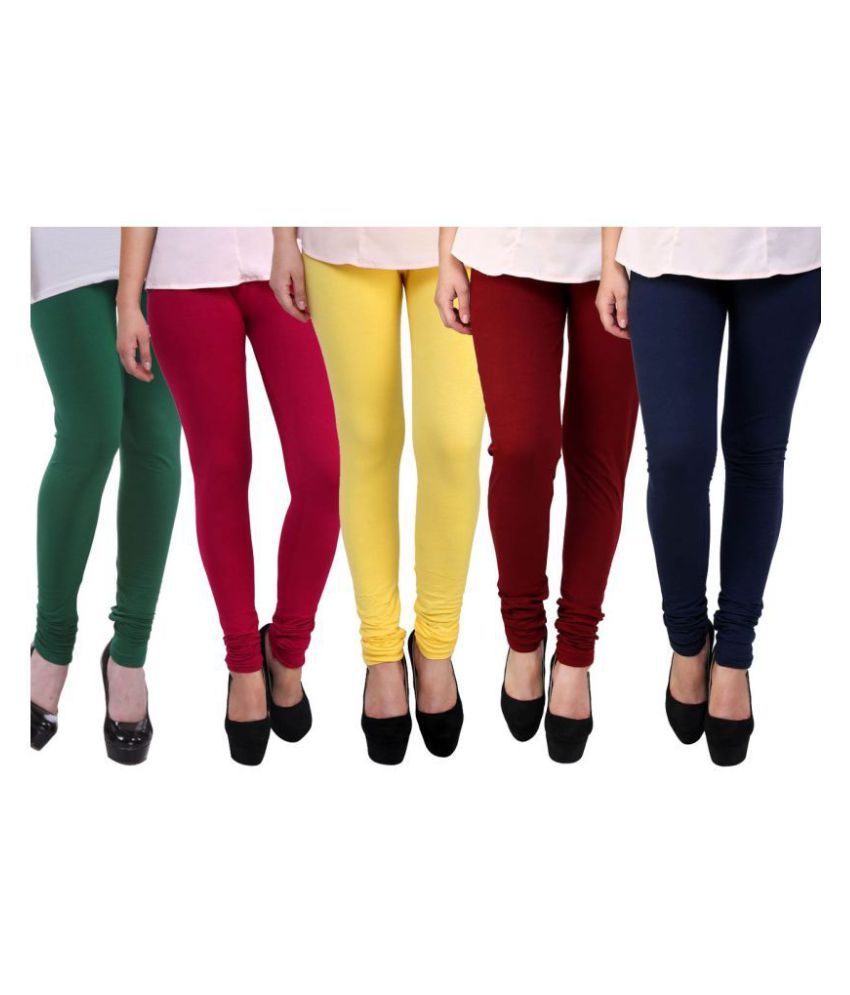     			FnMe - Maroon Cotton Women's Leggings ( Pack of 5 )