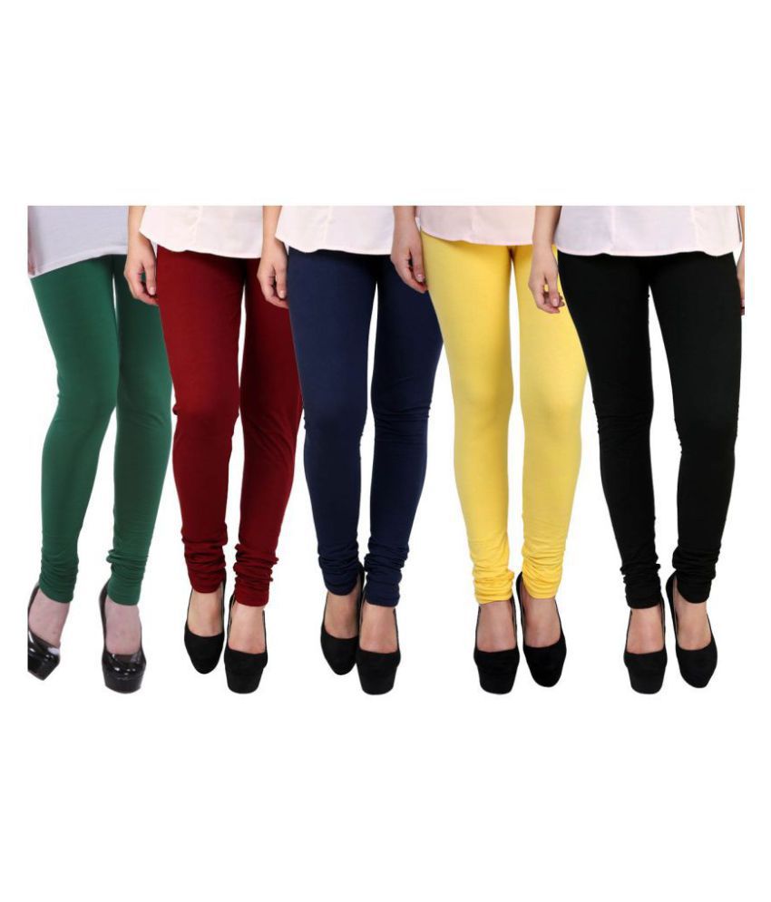 FnMe Cotton Lycra Pack of 5 Leggings