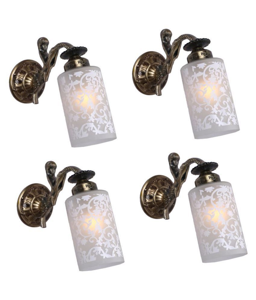     			AFAST Decorative & Designer Glass Wall Light White - Pack of 4