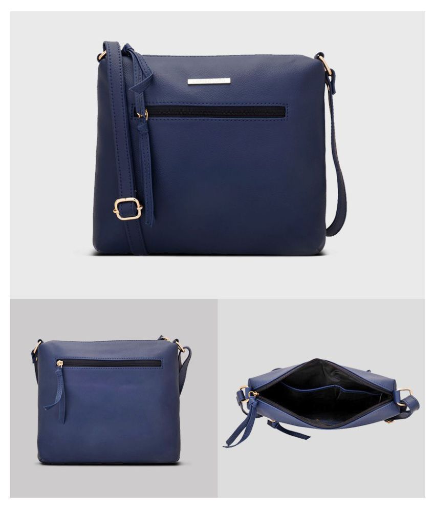     			Lapis O Lupo Blue Faux Leather Sling Bag