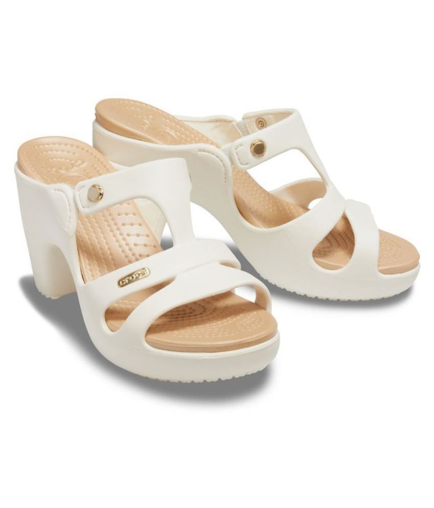 crocs heels white