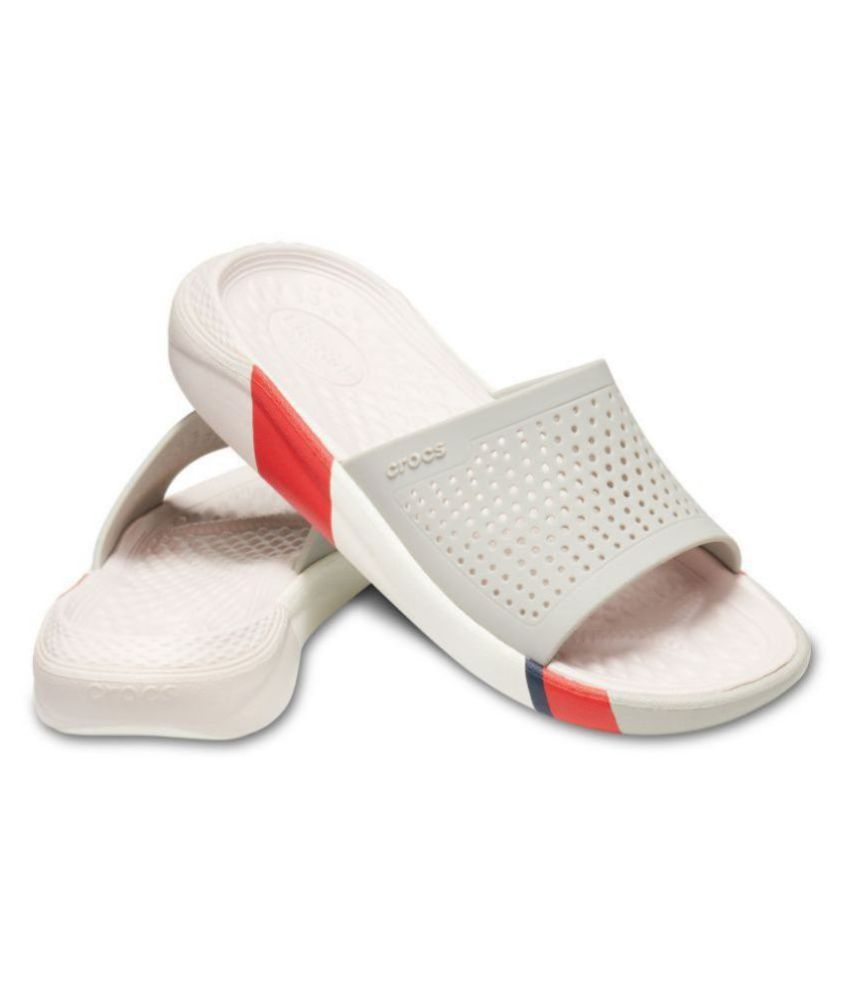 white flip flop crocs