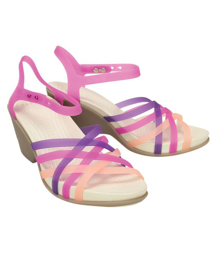 pink crocs high heels