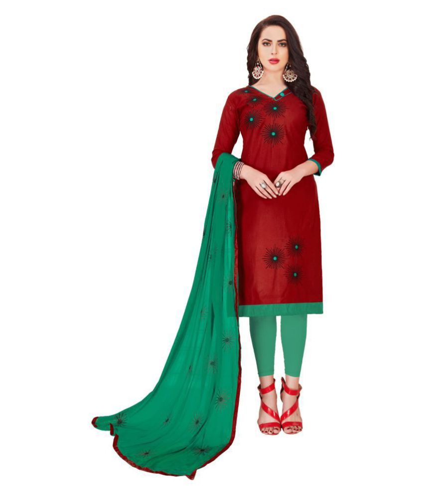 Blissta Maroon Cotton Dress Material Buy Blissta Maroon Cotton Dress