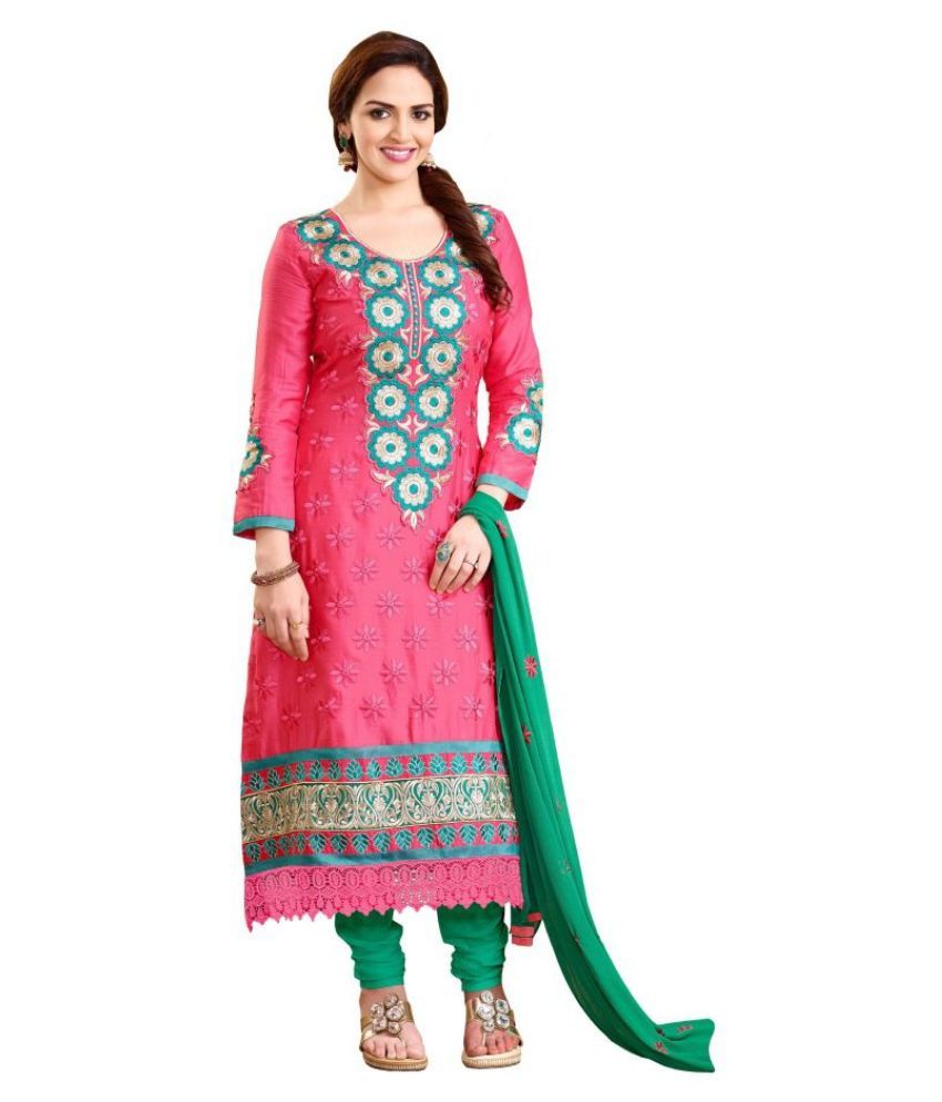 Blissta Pink Cotton Dress Material Buy Blissta Pink Cotton Dress