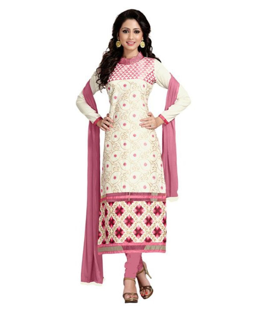 Blissta White Cotton Dress Material Buy Blissta White Cotton Dress