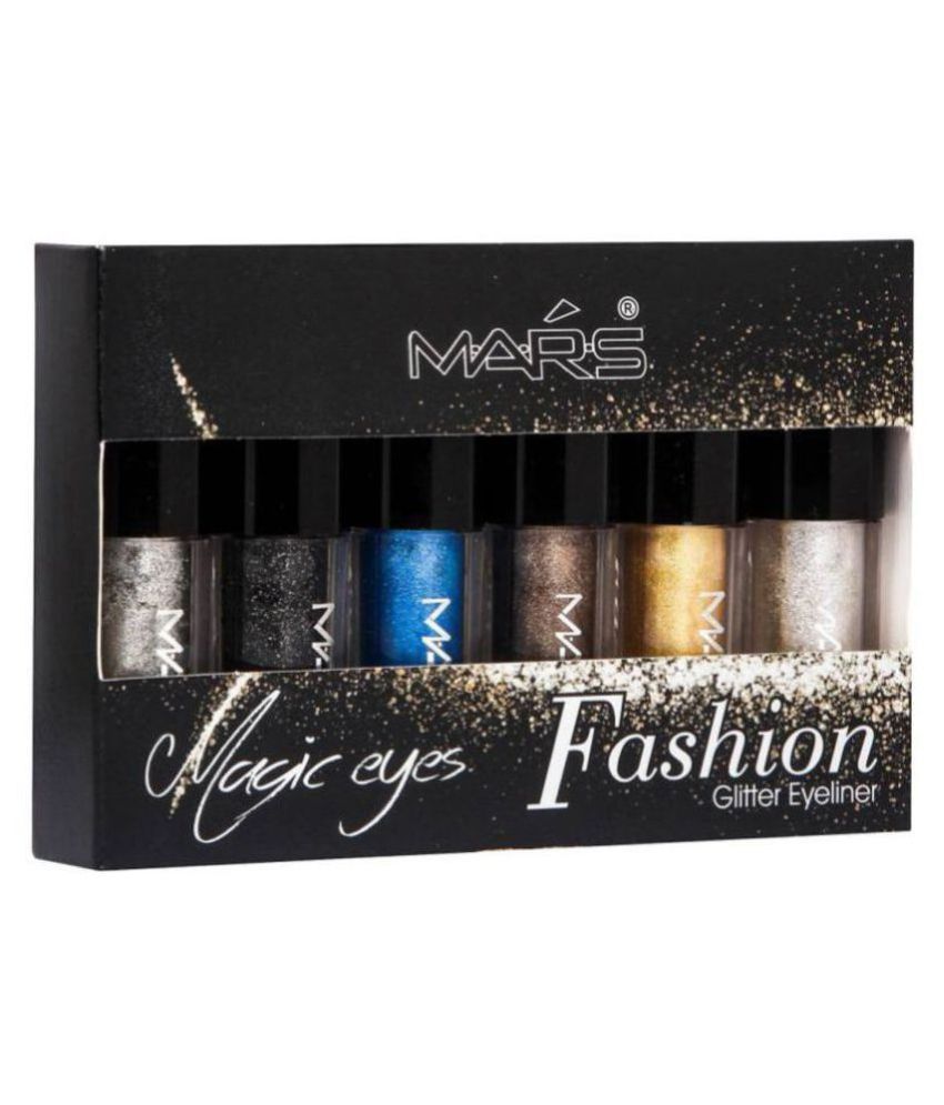Mars Magic Eyes Fashion Glitter Liquid Eyeliner Black Pack of 6 2.5 g