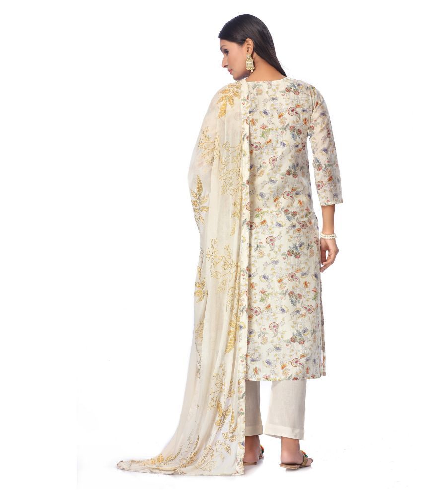 in365 White Cotton Dress Material Buy in365 White Cotton Dress