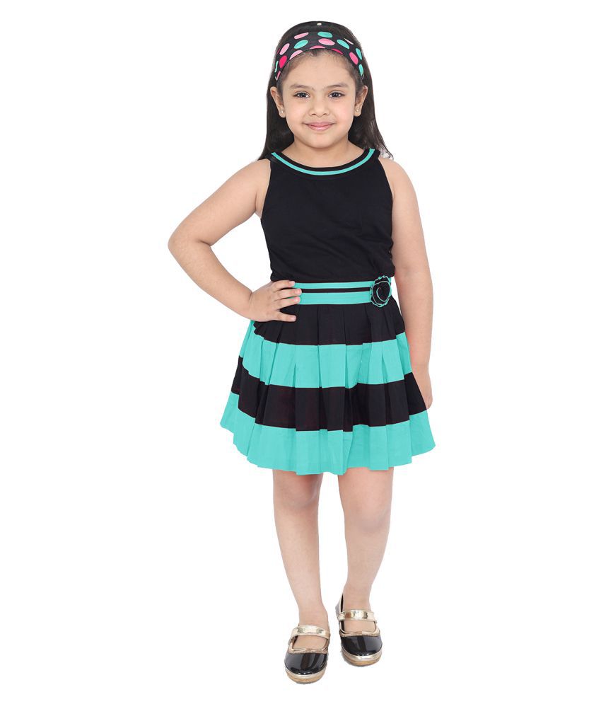     			Naughty Ninos Girls Black & Teal Fit and Flare Dress