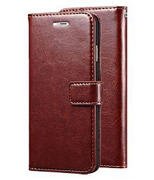 Samsung galaxy A6 Plus Flip Cover by Kosher Traders - Brown Original Leather Wallet