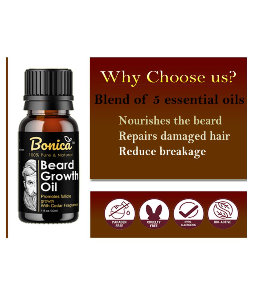 BONICA 100% Pure & Natural Beard Growth Oil (With Dropper ...