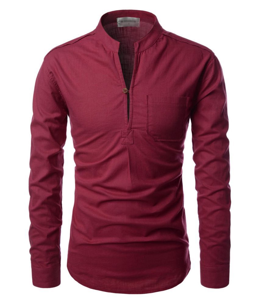 linen maroon shirt