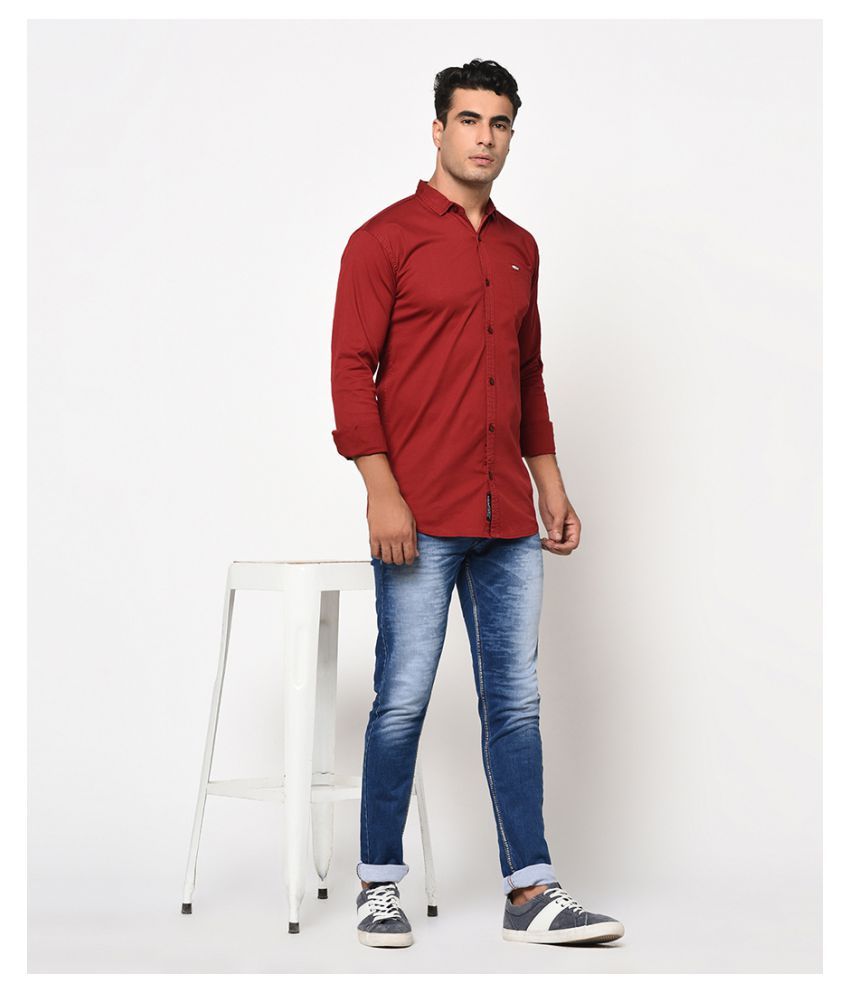 V2 Cotton Blend Maroon Shirt - Buy V2 Cotton Blend Maroon Shirt Online ...