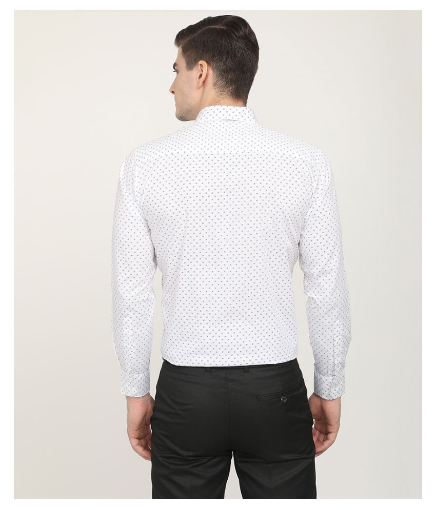 V2 Cotton Blend White Prints Formal Shirt - Buy V2 Cotton Blend White ...
