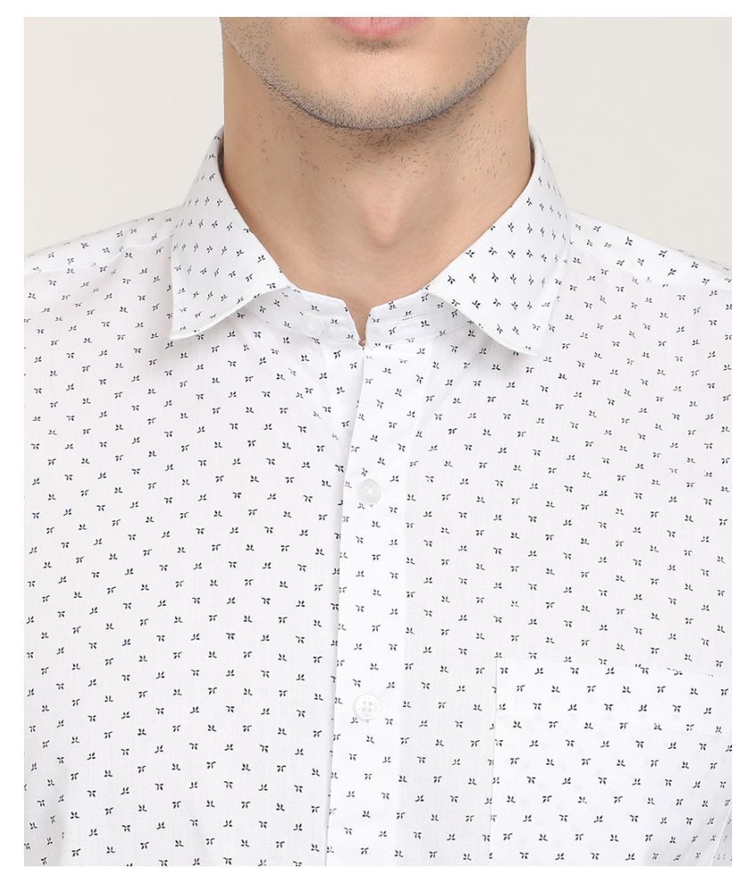 V2 Cotton Blend White Prints Formal Shirt - Buy V2 Cotton Blend White ...