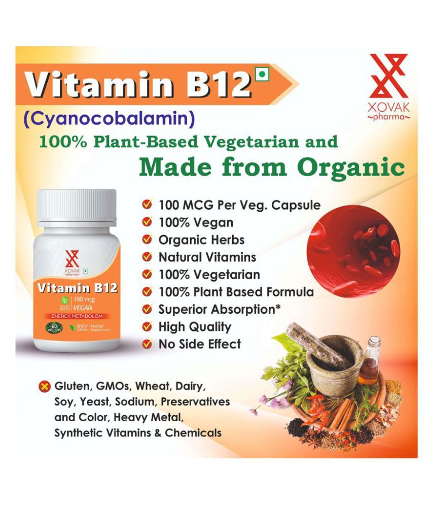 Xovak Pharma Herbal Vitamin B12 240 no.s Unflavoured Vitamins Capsule