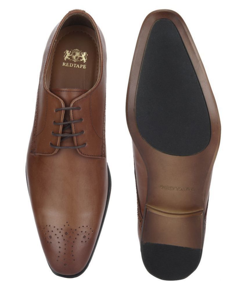 red tape tan derby formal shoes