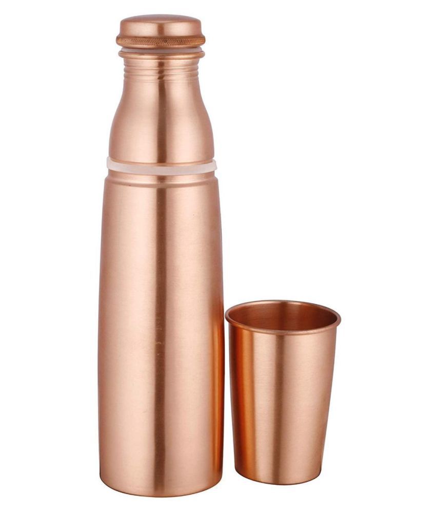 NDA Copper Bottle with Glass set Premium Quality Copper 1000 mL Copper