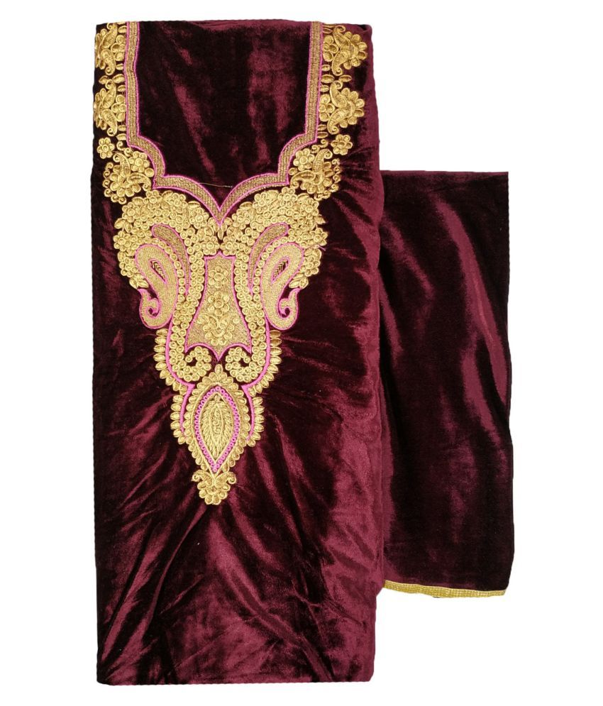 Varun Cloth House Purple Velvet Dress Material Buy Varun Cloth House