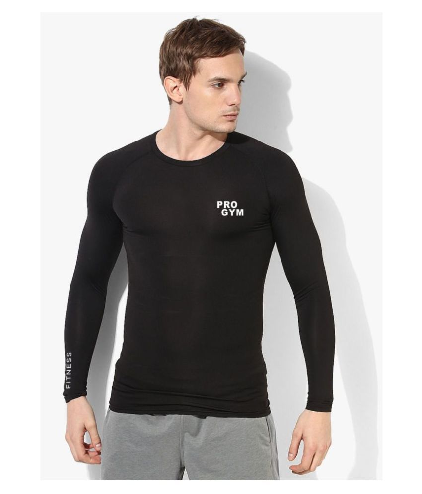     			Pro Gym 100% Polyester Men Long Compression T-Shirt Base Layer Cool Dry Compression Fitness Tops