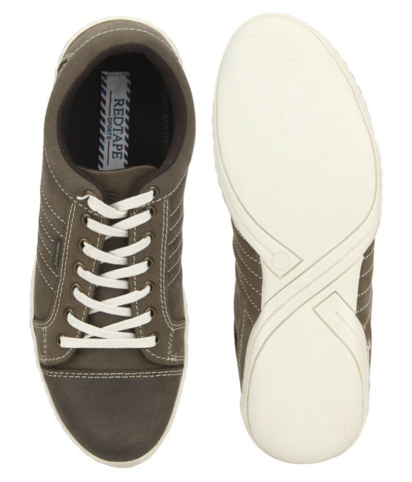 red tape brown leather sneakers