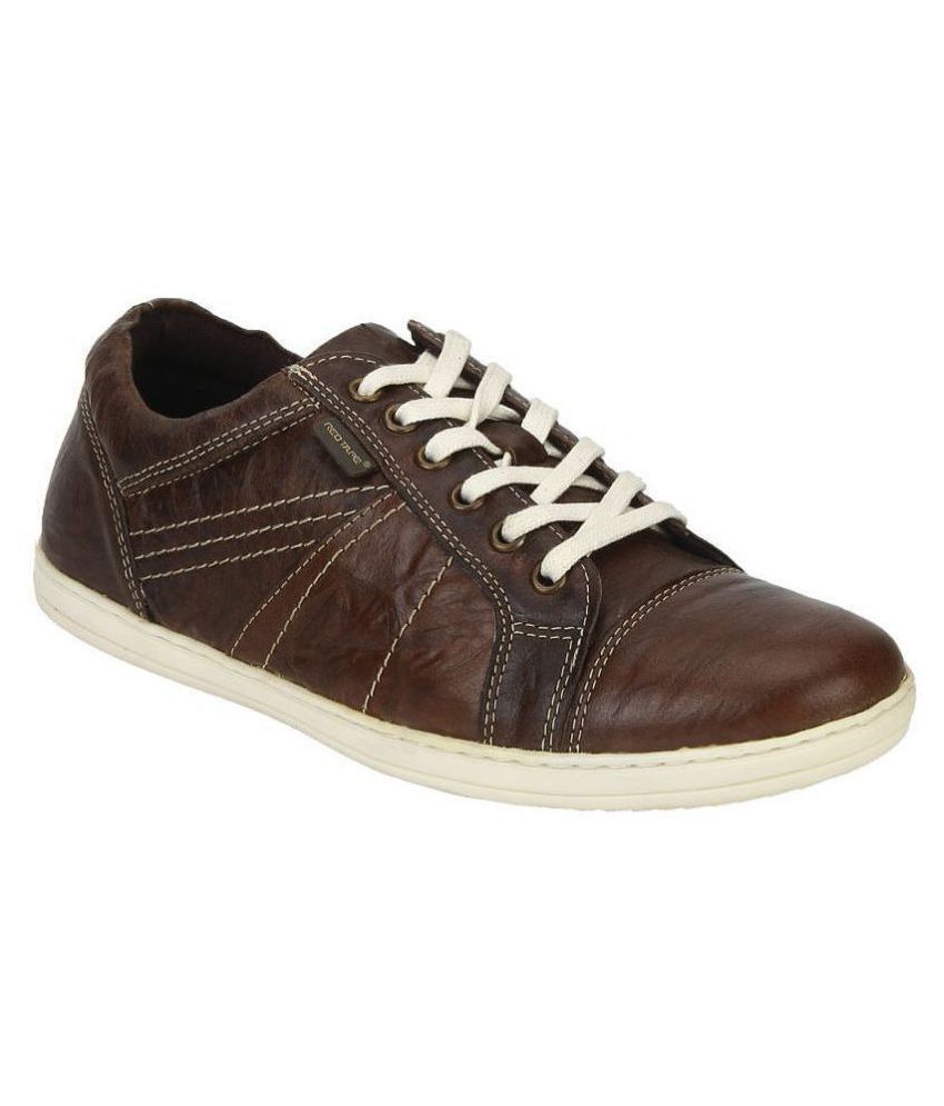 red tape brown leather sneakers