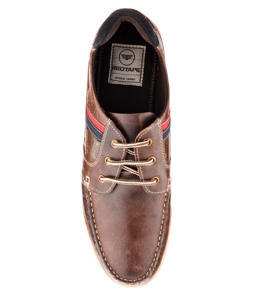 red tape brown leather sneakers