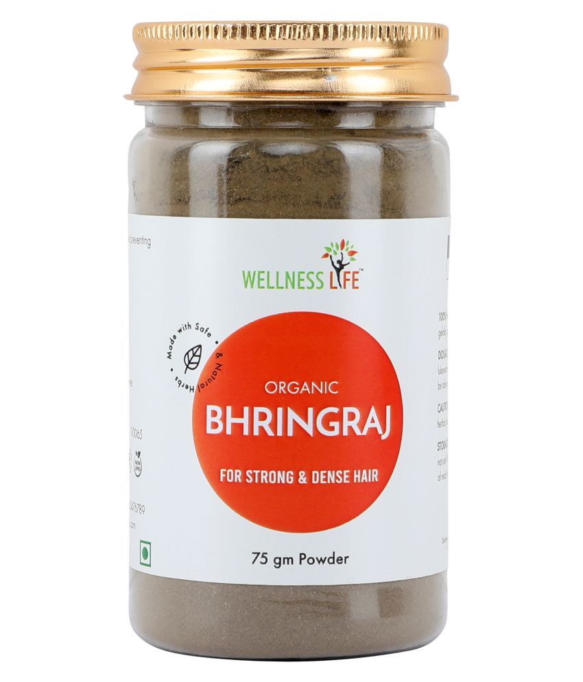 WELLNESS LIFE Organic Bhringraj Powder Strong Dense Hair Powder 75 gm