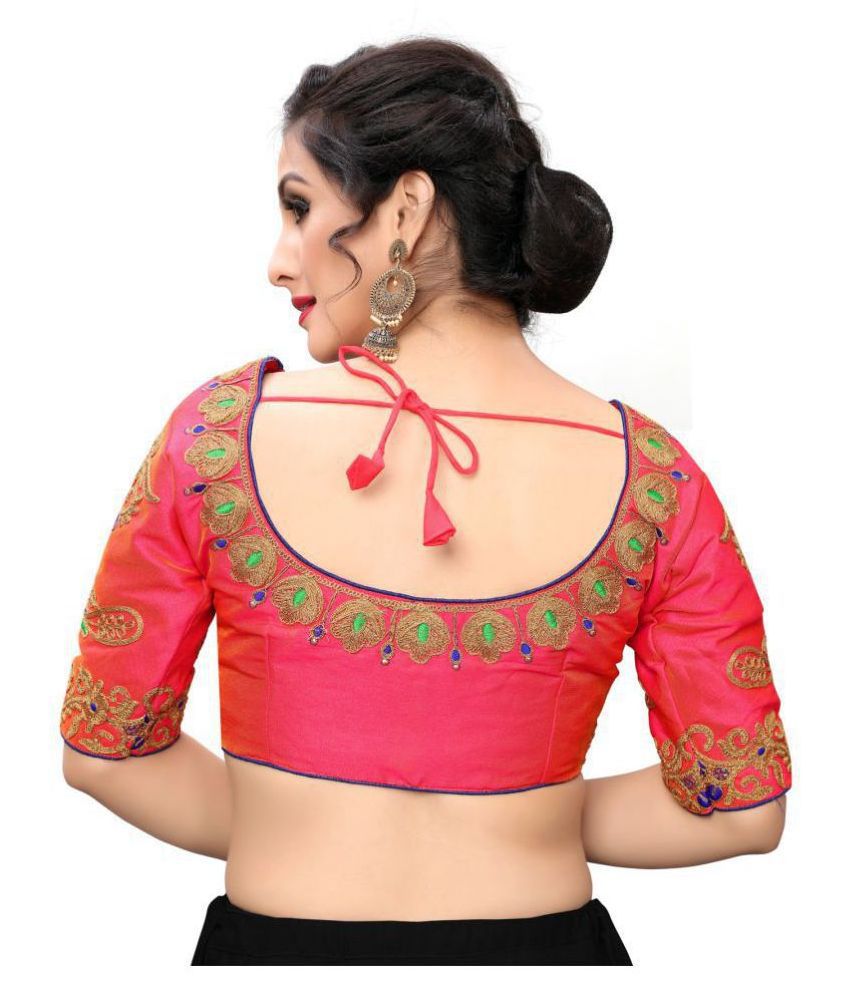 Fab Dadu Pink Silk Readymade with Pad Blouse - Buy Fab Dadu Pink Silk ...