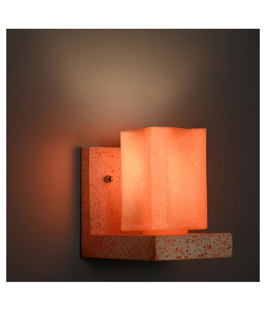     			Somil Marble Look Wood Fitting Shade Glass Wall Light Orange - Pack of 1