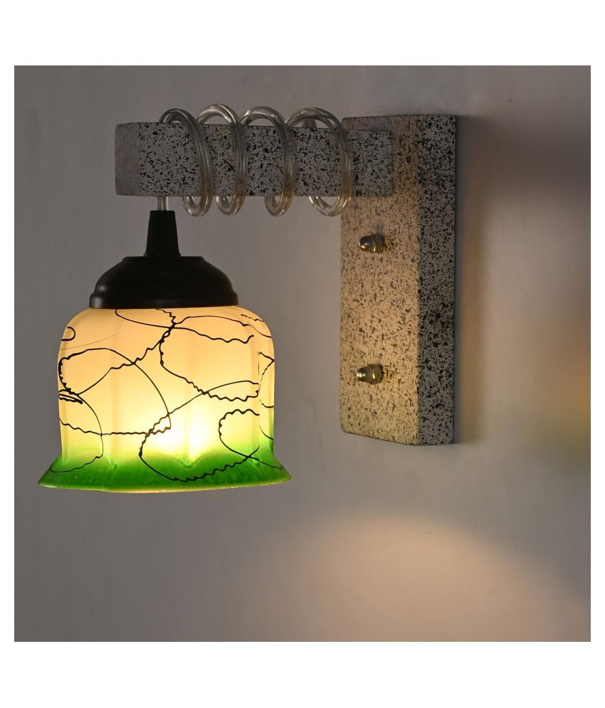     			Somil New Pendant Wood Fitting Shade Glass Wall Light Green - Pack of 1