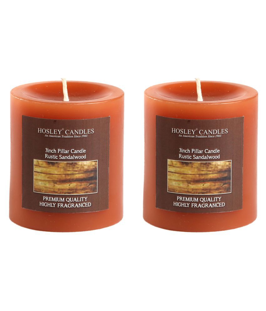     			Hosley Brown Pillar Candle - Pack of 2