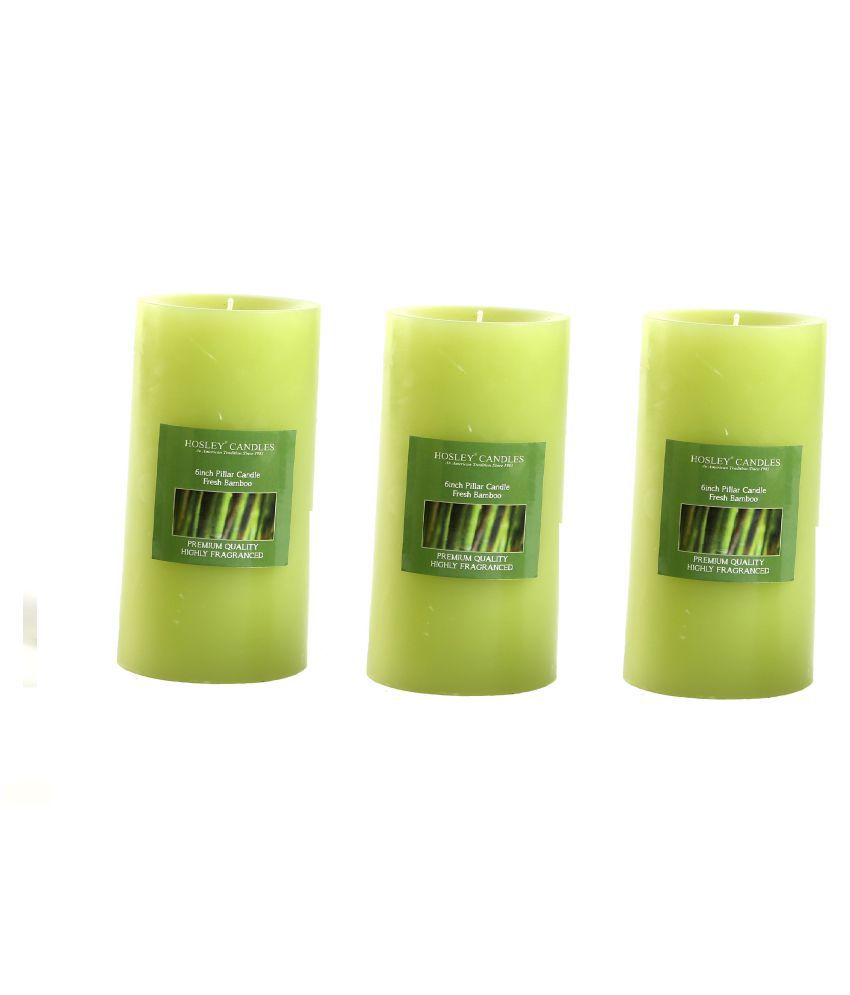     			Hosley Green Pillar Candle - Pack of 3