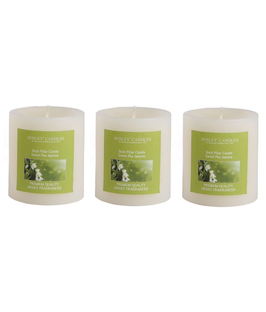     			Hosley White Pillar Candle - Pack of 3