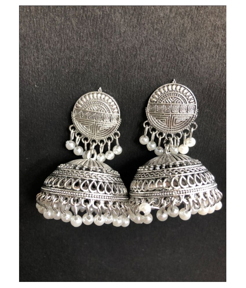 white oxidised earrings