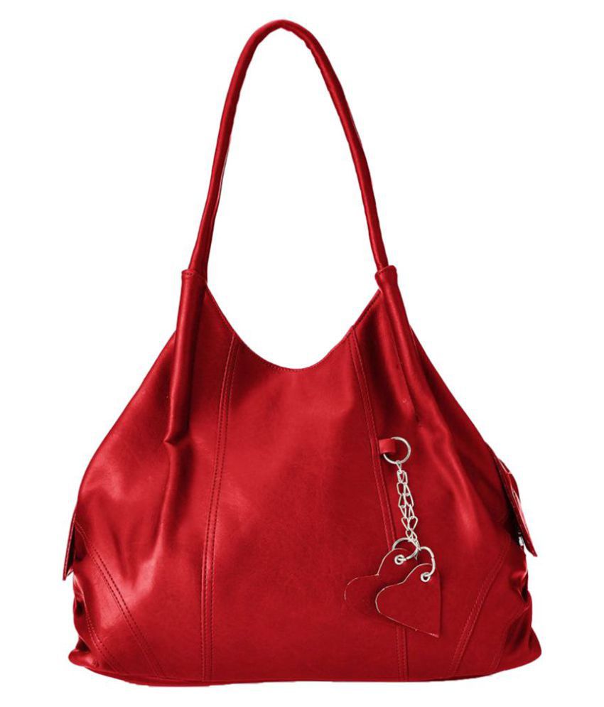     			Fostelo - Red Faux Leather Hobo Bag